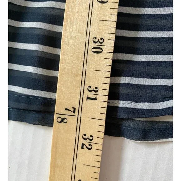 Lane Bryant Womens Navy/White Striped Button-Up Tunic Collared Size 22/24 Sheer - Picture 8 of 11
